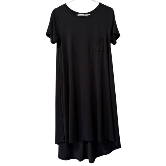 LuLaRoe‎ Black Solid Hi-Lo T Shirt Dress Size Small Polyester Beachy Flowing - Picture 1 of 9